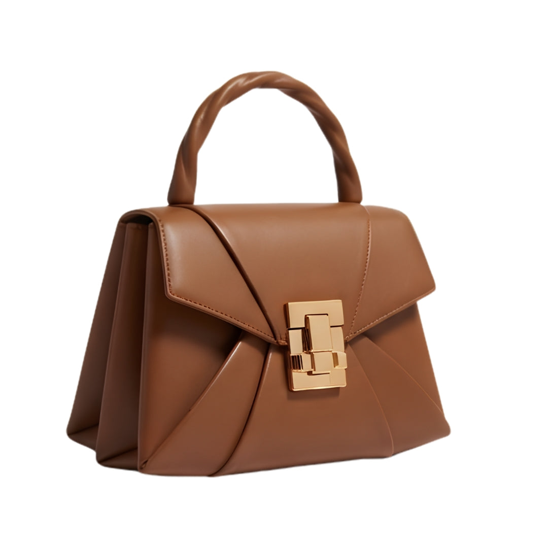 GORVIN Brown Geometric Top Handle Handbag