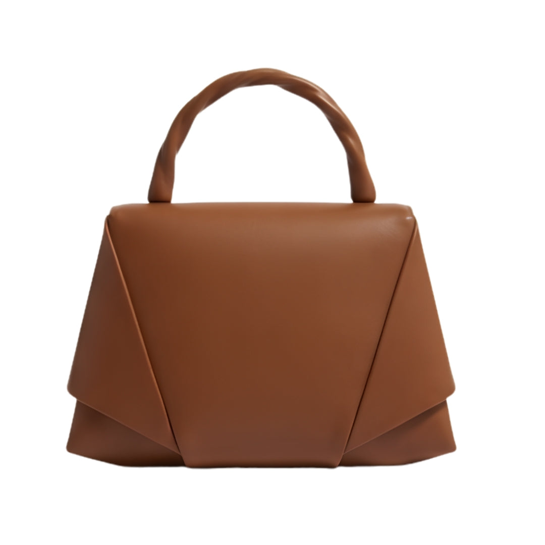 GORVIN Brown Geometric Top Handle Handbag