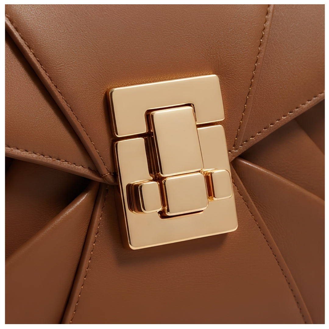 GORVIN Brown Geometric Top Handle Handbag