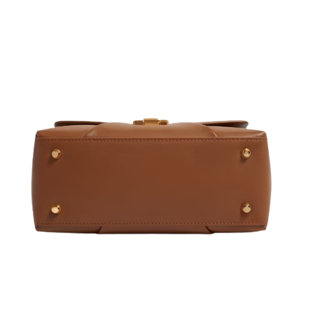 GORVIN Brown Geometric Top Handle Handbag
