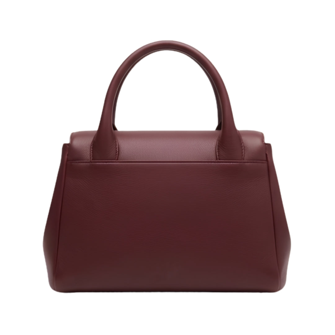 GORVIN Burgundy Top Handle Leather Handbag