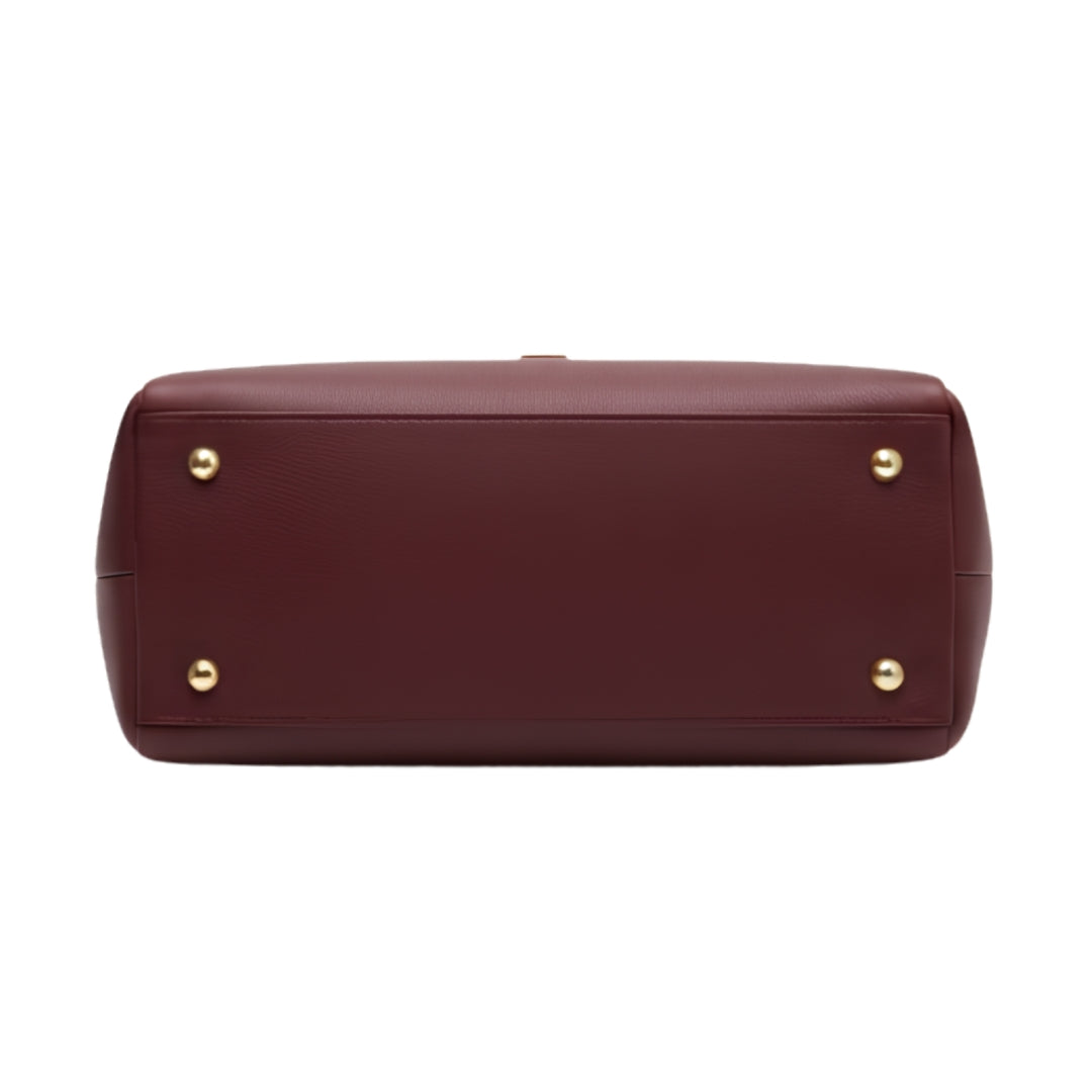 GORVIN Burgundy Top Handle Leather Handbag